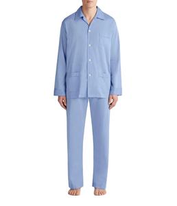 Classic Men 100% Cotton <b>Pajama</b> Set Long Sleeve Button Up Shirt Pants Sleepwear Wholesale Bulk OEM Nightwear Loungewear - Product Image 3