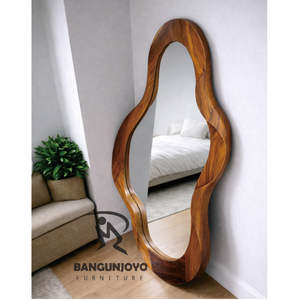 Espejo de pie moderno y natural hecho de madera, ecológico y duradero para hoteles, villas y apartamentos - Product Image 4