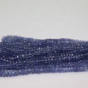 Cuentas facetadas Rondelle al por mayor, cuentas de piedras preciosas naturales de tanzanita, cuentas facetadas Rondelle - Product Image 1
