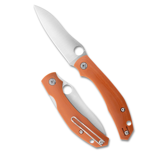 Cuchillos Plegables de Acero Inoxidable con Mango Naranja, Hoja con Acabado Satinado y Borde Liso, Orificio de Apertura con el Pulgar, Clip de Bolsillo y Diseño Ergonómico - Product Image 1