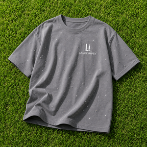 OEM Custom Grey Rhinestone T <b>Shirt</b> <b>Men</b> Oversized Streetwear Casual Short Sleeve Crew Neck Sparkle Graphic Tee Fashion Apparel - Product Image 6