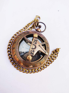 Brújula de Bolsillo de Latón con Cadena, Brújula Náutica Vintage, Brújula con Reloj Solar, Regalo para Exploradores Marítimos - Product Image 3