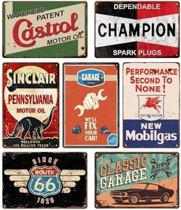 Unicorn Handicraft Metal Wall Signs Art Deco <b>Retro</b> Gasoline Racing Team Garage <b>Decor</b> Rectangle Rustic Style Washable Commercial - Product Image 2