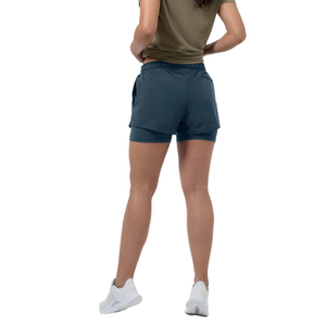 Women's Solid Color Sporty Shorts Mid Waist Elastic Waist With Pockets Quick Dry Knitted Spandex Polyester Fit Regular - Product Image 1