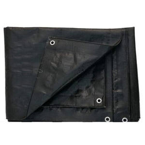 Tela Lisa tejida resistente al agua de poliéster/algodón de lona pesada laminada de HDPE negra con revestimiento - Product Image 4