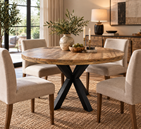 Table à manger ronde en bois de manguier rustique, style minimaliste, table à manger en bois naturel massif pour salle à manger