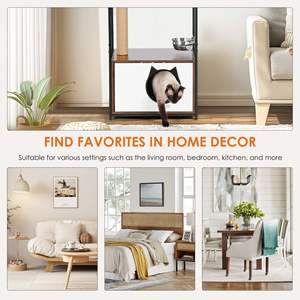 Petite maisonnette pour chat avec griffoirs intégrés et station d'alimentation pour chats d'intérieur - Product Image 5