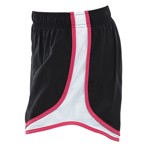 Men's Black Sport Shorts With Pink And <b>White</b> Side Stripe Elastic Waist Quick Dry Woven Fabric Mid Length Short Shorts - Product Image 3