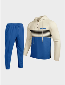 TRIBON SPORTS Chándal de Forro Polar Azul con Capucha para Hombre, Largo, Informal, para Otoño, Transpirable, de Poliéster y Algodón, Corte Regular, Cierre de Cremallera - Product Image 2