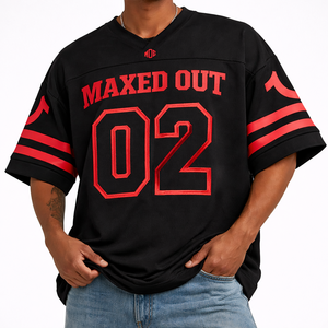 Camiseta de fútbol americano roja y negra de moda 2026, estampado serigráfico, ropa deportiva, fabricante de pedidos al por mayor con etiqueta privada OEM personalizada - Product Image 1