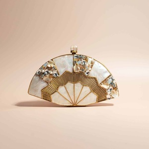 Luxury Crystal Embellished Fan-Shaped Clutch <b>Bag</b> Handmade Flower Crystal <b>Evening</b> Purse Custom Wedding Decoration Gift - Product Image 2
