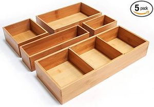 Natural Bamboo Kitchen <b>Drawer</b> Organizer <b>Storage</b> <b>Box</b> Woo Space Saving Modern Home Kitchen Cabinet Insert <b>Drawer</b> <b>Storage</b> Solution - Product Image 3