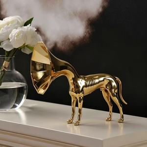 Sculpture d'animal personnalisée créative, chien trompette doré, ornement décoratif pour salon, entrée, hôtel, maison - Product Image 2