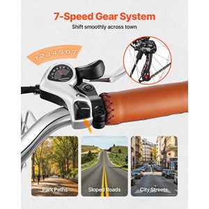 Vélo de plage pour femmes de 24 pouces, 7 vitesses, vélo de ville pour adultes, cadre en acier au carbone, capacité de 330 lb, fourche en aluminium, panier et porte-bagages arrière - Product Image 4