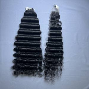 Vente en gros super bon marché extensions de cheveux vierges remy faisceaux ondulés de couleur naturelle à double tirage - Product Image 2