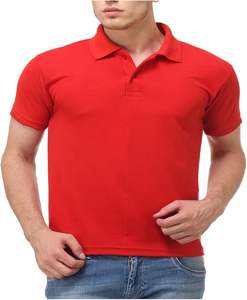 Chemises polo pour hommes, rouges, à manches courtes, en coton, brodées, respirantes, tricotées, unies, confortables, vêtements décontractés - Product Image 1