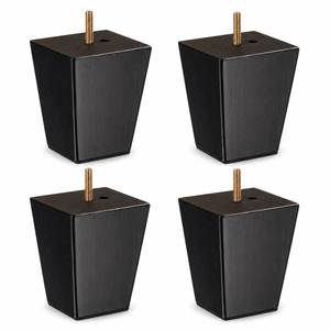 Pieds de meubles carrés modernes en bois, finition noire, robustes, pour tables et chaises, pour la maison et le bureau, pieds de canapé en bois massif - Product Image 1