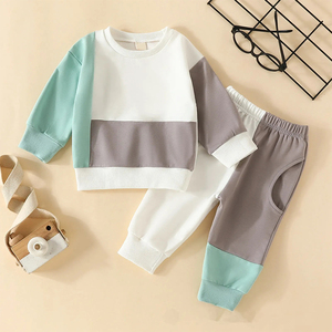 Conjuntos de Ropa para Bebé Niño al por Mayor, Chándal Color Block para Niños, Conjunto de Sudadera y Pantalones para Niños Pequeños, Ropa Infantil de Boutique - Product Image 2
