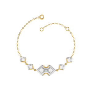 Bracelet Géométrique Diamanté en Or 18K Plaqué Or, Maillons de Chaîne, Luxe, pour Femme, Usage Quotidien, Coupe Émeraude - Product Image 1