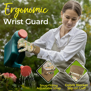 Heavy Duty Synthetic Leather Palm <b>Gardening</b> Gloves With Floral Print <b>Hook</b> And Loop ClosureThorn Proof Yard Work Safety Gloves - Product Image 3