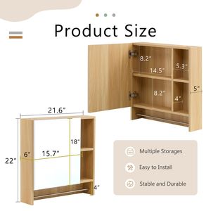 Armadietto a Specchio da Bagno a Parete con Mensole e Portasciugamani, Mobiletto Portamedicinali Sopra il WC - Product Image 5