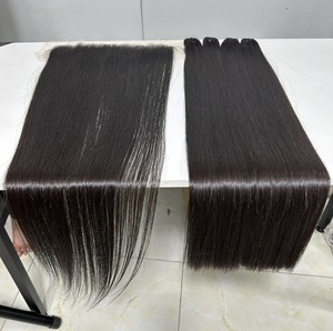 Cheveux humains haute qualité dentelle avant/fermeture perruque de luxe Transparent HD dentelle frontale/fermeture longue perruque droite - Product Image 3