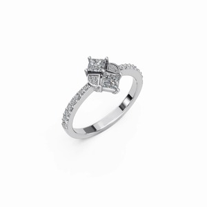 Anillo Toi et Moi de Doble Corte Princesa con Diamante Cultivado en Laboratorio, Oro Blanco de 18K, Certificado IGI - Product Image 3