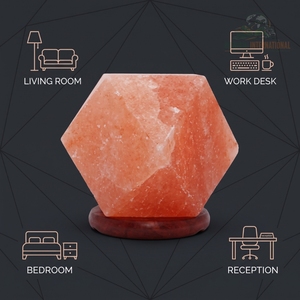 Lámpara de Sal Rosa del Himalaya Geométrica, Luz de Escritorio con Facetas de Diamante Natural para Decoración de Sala de Estar y Dormitorio, Venta al Por Mayor - Product Image 2