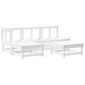 Set da 5 pezzi in legno massello bianco con cuscini per il relax in giardino - Product Image 3
