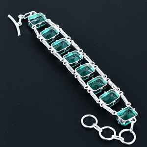 Green Apatite Handmade <b>Bracelet</b> 925 Sterling <b>Silver</b> <b>Adjustable</b> Statement Jewelry Bold Gift For Her Luxury - Product Image 2
