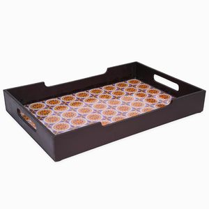 Plateaux de service en bois de manguier plus efficaces, couleur noyer, bordure avec autocollant émaillé, pour la cuisine et la salle à manger, usage polyvalent - Product Image 5