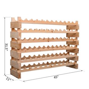 Elegante Portabottiglie in Legno per 72 Bottiglie, Design Antico, Finitura in Legno Naturale, Impilabile, per Cucina, Cantina, Sala da Pranzo - Product Image 3