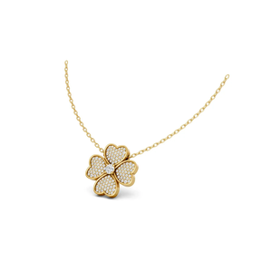 Collier pendentif trèfle à quatre feuilles en or massif 14 carats avec diamant de laboratoire, plaqué rhodium, bijoux fins de luxe pour femmes, cadeau - Product Image 5