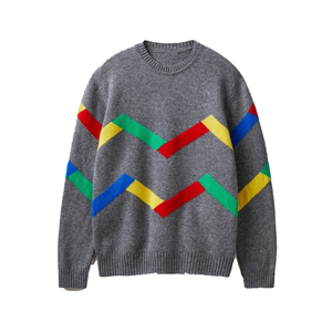 Pull en laine acrylique gris pour homme avec motif géométrique, manches longues, collection automne 2027 - Product Image 4
