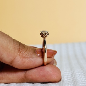 Women's 14K Rose Gold Luxury Minimalist Natural Diamond Engagement <b>Ring</b> with Round Brilliant Cut - Product Image 4