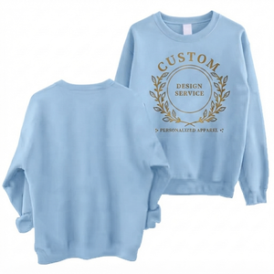 Sweat-shirt personnalisé à col rond bleu pastel à manches longues, pull imprimé décontracté pour femmes, tendance, 100% polyester, séchage rapide - Product Image 1