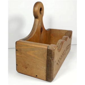 Panier de rangement rustique en bois, organisateur de table vintage avec poignée, support à épices de cuisine, panier décoratif en bois pour bureau, boîte en bois - Product Image 2