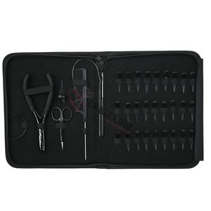 Kit de herramientas para extensiones de cabello negro: Alicates de crimpado para microanillos, Gancho para extraer cabello, Peine para puntas de cabello, Peine para separar cabello, Herramienta de costura para dedos y Mini tijeras - Product Image 6
