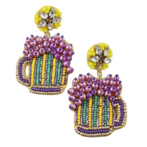 Pendientes de estilo bohemio de tres capas con flores exageradas, tejidos a mano con pequeñas flores de cuentas de semillas, regalos para fiestas, con cuentas de caña de semillas - Product Image 4