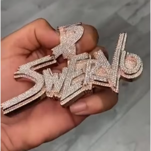 Collar con Colgante de Nombre Personalizado para Hombre, Estilo Hip Hop Urbano, Letra 3D Moderna, Joyería con Piedra Moissanita y Nombre Personalizado - Product Image 1