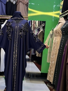 2026Best Selling Kaftan Abaya Handmade Turkish Floor Length Long Sleeve V Neck Polyester Regular Fit Casual Evening Party Flared - Product Image 3