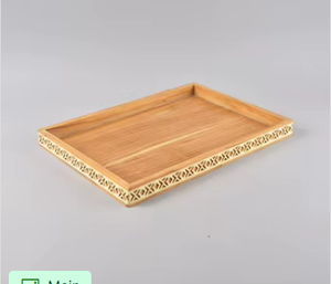 Bandeja Decorativa de Madera de Mango Natural Hecha a Mano, Elegante Plato Rectangular para Mesa de Centro con Cruz Geométrica - Product Image 5
