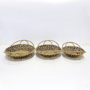 Seagrass <b>Rustic</b> Handwoven Multifunction Serving Tray Set for Kitchen & Living Room Use Eco-friendly - Product Image 5