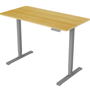 Electric Grey Frame and Maple Top Standing <b>Desk</b> Adjustable Height Home Office Computer Workstation Sit Stand <b>Desk</b> - Product Image 2