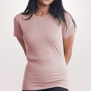 T-shirt long décontracté à manches courtes et col rond pour femme, mélange polyester/coton, respirant, haute qualité, personnalisable, numérique - Product Image 3