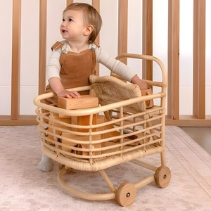 Carrito de compras de mimbre para juegos de rol, carrito de mercado de juguete, carrito de ratán de primera calidad para niños - Product Image 6