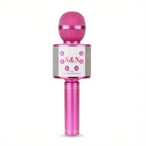 S&N <b>Wireless</b> Karaoke Microphone Pink Bluetooth Portable Singing <b>Mic</b> For Kids Adults Party Use - Product Image 2