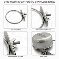 Bol de nourriture pour oiseaux en acier inoxydable réutilisable avec pince pour accrocher dans la cage, taille 2,6x1,5 pouces, gobelet à eau et à nourriture pour oiseaux