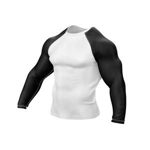 Trending Men's Rash Guards Sportswear Customized Logo Digital Print Solid Breathable Lightweight 160g Polyester/Nylon Rash Guard - Product Image 3