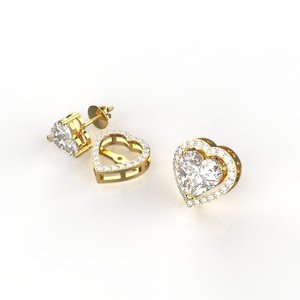Pendientes de Diamantes con Corte Corazón, Chapados en Oro de 18K, Engaste de Garra, Joyería Fina Romántica para Mujer - Product Image 2